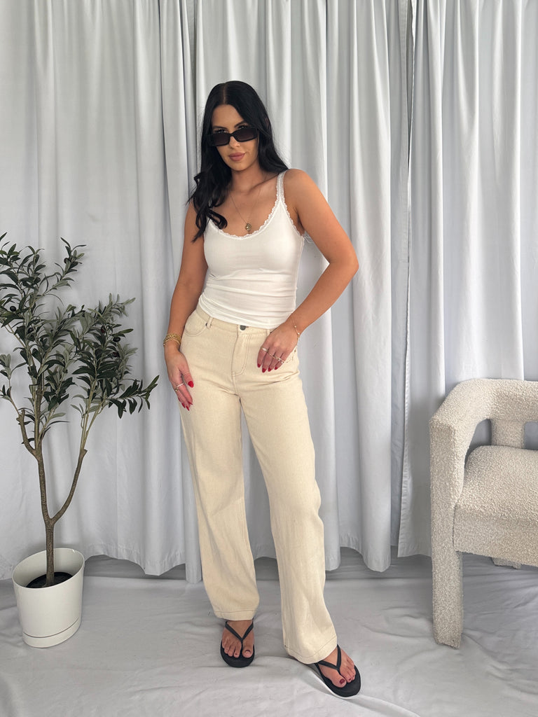 ナナ茶　Laina ribbon tank ivory Laina Tank- white – Elle Reign Collective